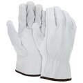 Mcr Safety Gloves, Grain Buffalo driver Keystne Thmb, hem, XXL, 12PK 3313XXL
